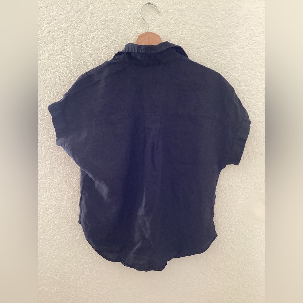Quince Black Linen Button Down Short sleeve Shirt - Picture 3 of 4